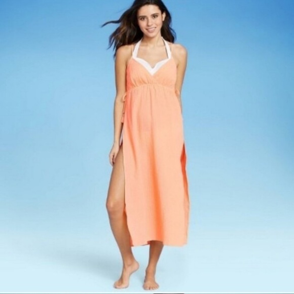 Xhilaration Swim Cover Up Sz Medium (4-6) Pastel Peach Midi Length Side Slits